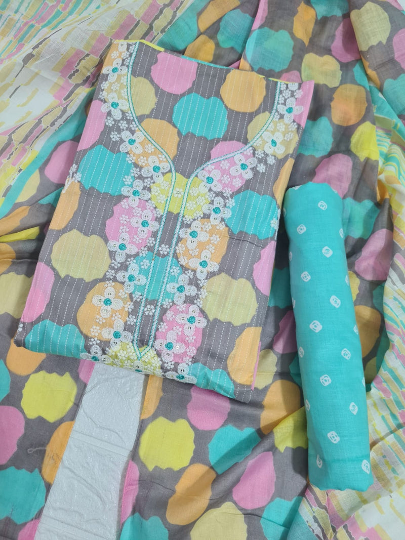 Modern Super Cotton Printed Unstiched Dress Material With Cotton Dupatta