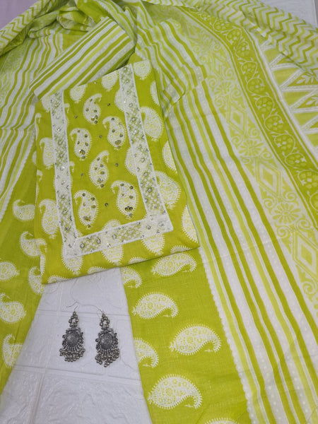 Modern Super Cotton Printed Unstiched Dress Material With Cotton Dupatta