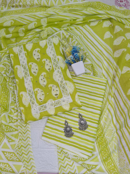 Modern Super Cotton Printed Unstiched Dress Material With Cotton Dupatta