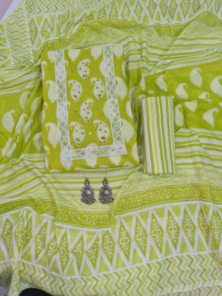 Modern Super Cotton Printed Unstiched Dress Material With Cotton Dupatta