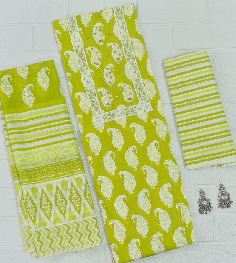 Modern Super Cotton Printed Unstiched Dress Material With Cotton Dupatta