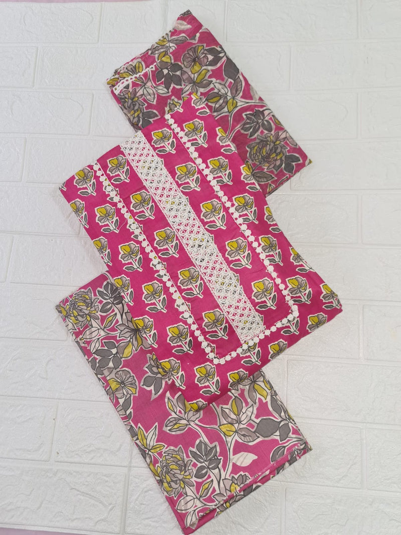 Modern Super Cotton Printed Unstiched Dress Material With Cotton Dupatta