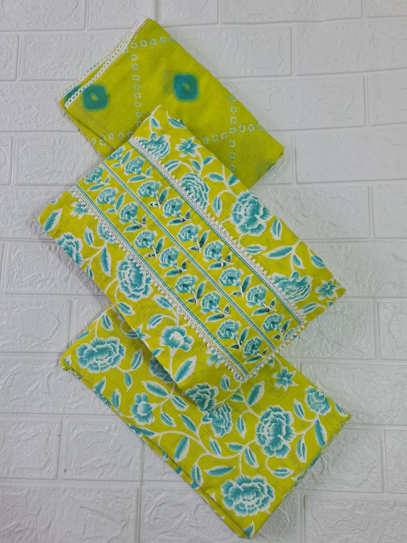 Modern Super Cotton Printed Unstiched Dress Material With Cotton Dupatta