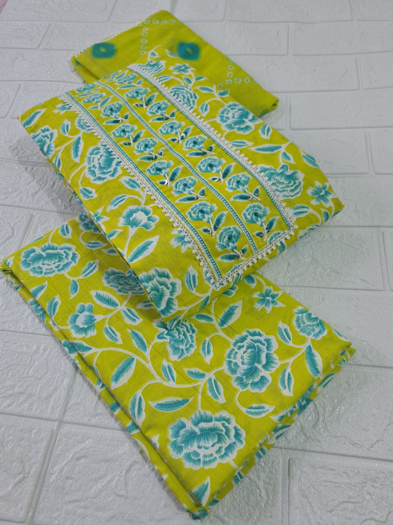 Modern Super Cotton Printed Unstiched Dress Material With Cotton Dupatta