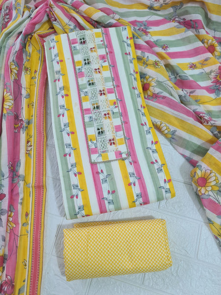 Modern Super Cotton Printed Unstiched Dress Material With Cotton Dupatta