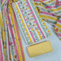 Modern Super Cotton Printed Unstiched Dress Material With Cotton Dupatta