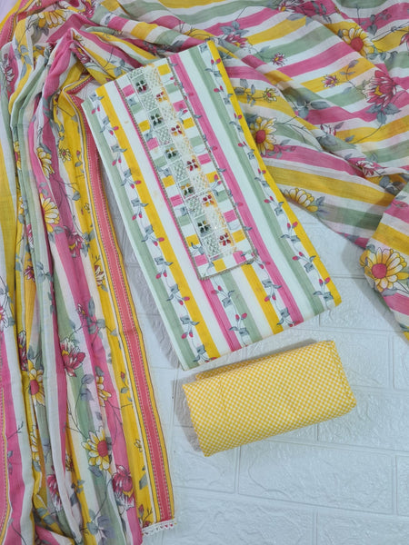 Modern Super Cotton Printed Unstiched Dress Material With Cotton Dupatta