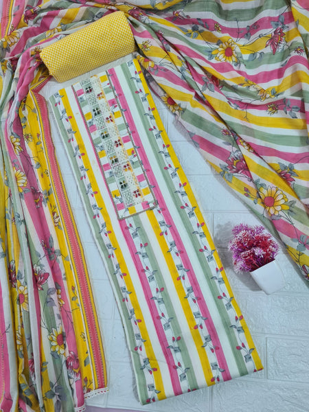 Modern Super Cotton Printed Unstiched Dress Material With Cotton Dupatta