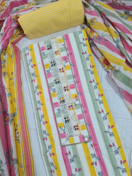 Modern Super Cotton Printed Unstiched Dress Material With Cotton Dupatta