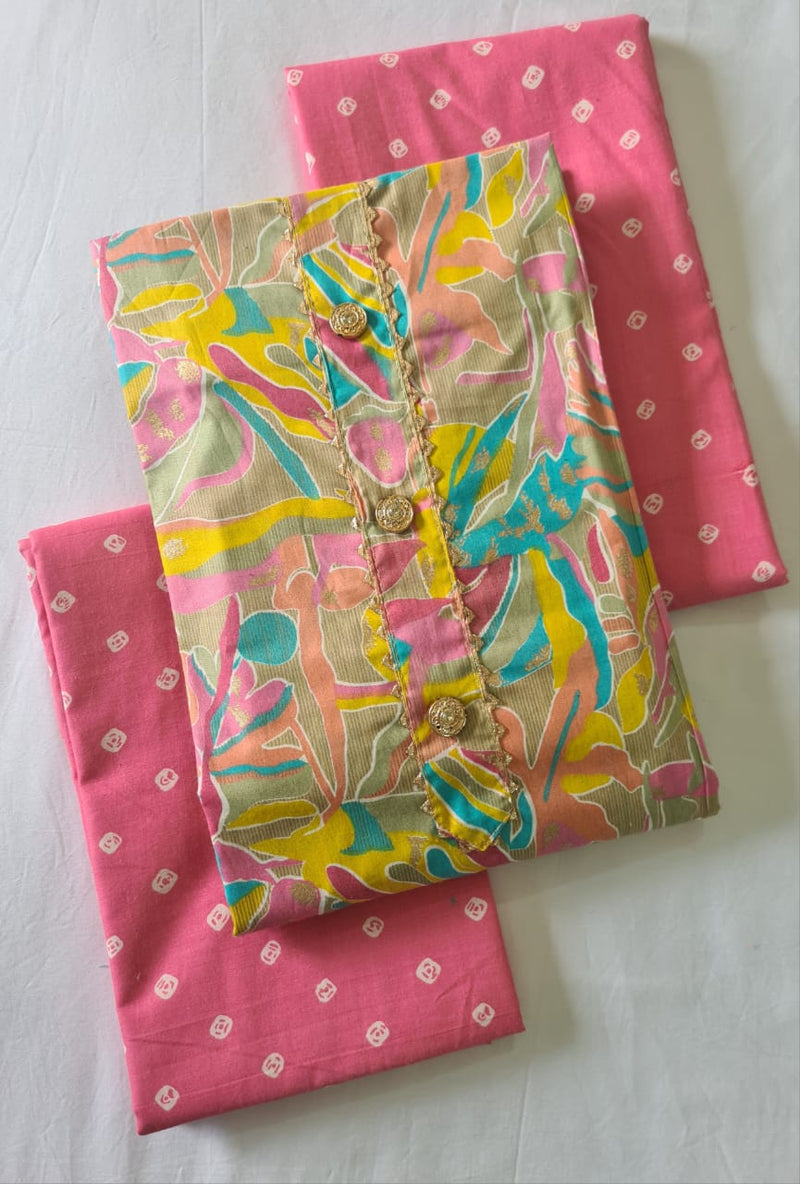 Modern Super Cotton Printed Unstiched Dress Material With Cotton Dupatta