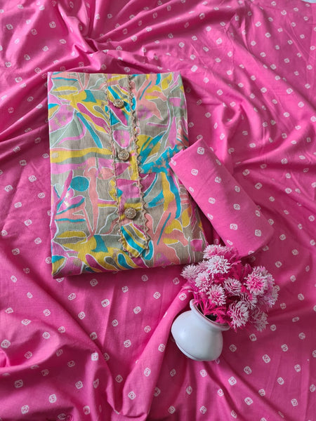 Modern Super Cotton Printed Unstiched Dress Material With Cotton Dupatta