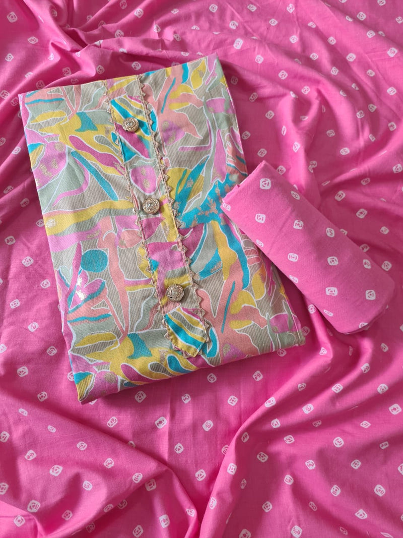 Modern Super Cotton Printed Unstiched Dress Material With Cotton Dupatta