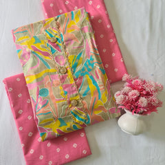 Modern Super Cotton Printed Unstiched Dress Material With Cotton Dupatta