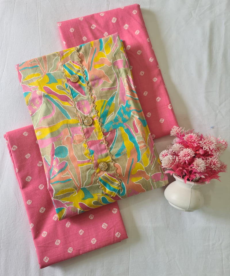 Modern Super Cotton Printed Unstiched Dress Material With Cotton Dupatta