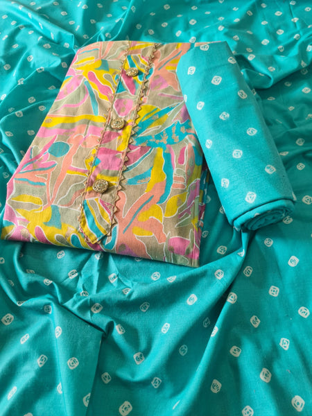 Modern Super Cotton Printed Unstiched Dress Material With Cotton Dupatta