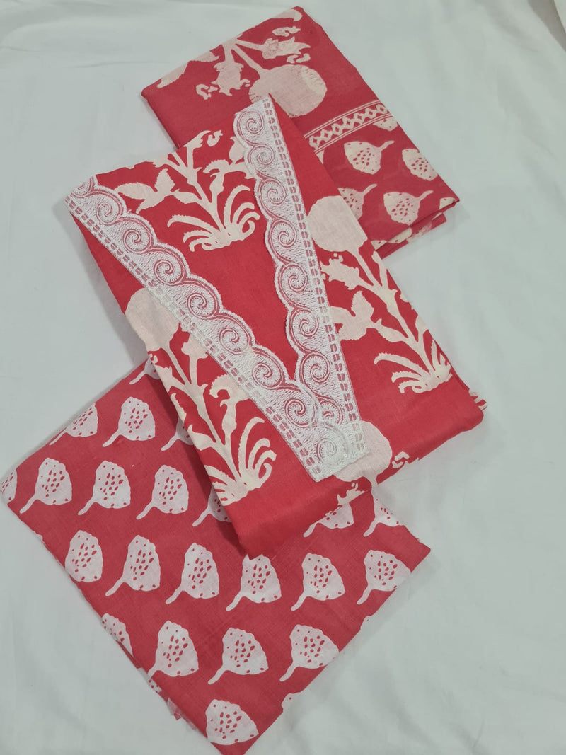 Modern Super Cotton Printed Unstiched Dress Material With Cotton Dupatta