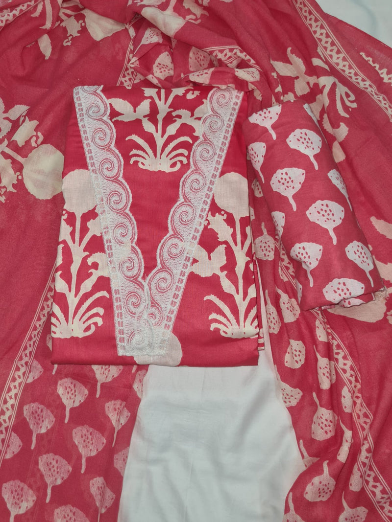 Modern Super Cotton Printed Unstiched Dress Material With Cotton Dupatta