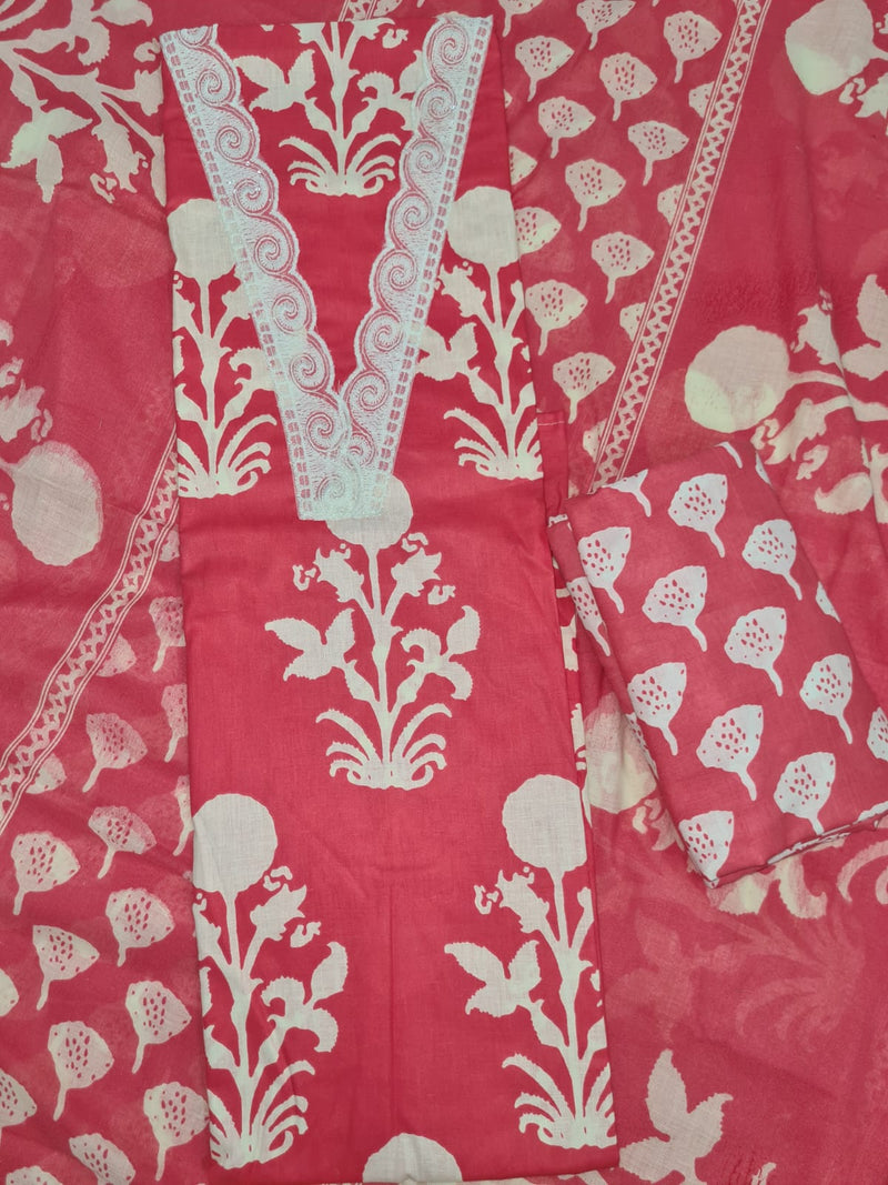 Modern Super Cotton Printed Unstiched Dress Material With Cotton Dupatta