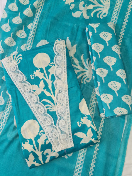 Modern Super Cotton Printed Unstiched Dress Material With Cotton Dupatta