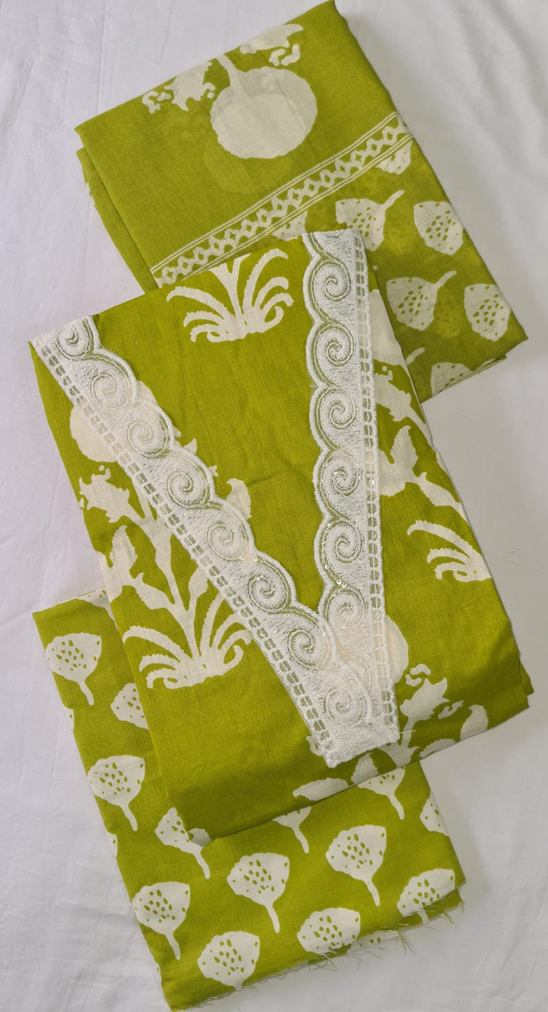 Modern Super Cotton Printed Unstiched Dress Material With Cotton Dupatta
