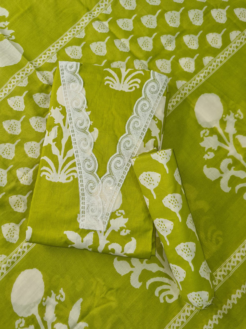 Modern Super Cotton Printed Unstiched Dress Material With Cotton Dupatta