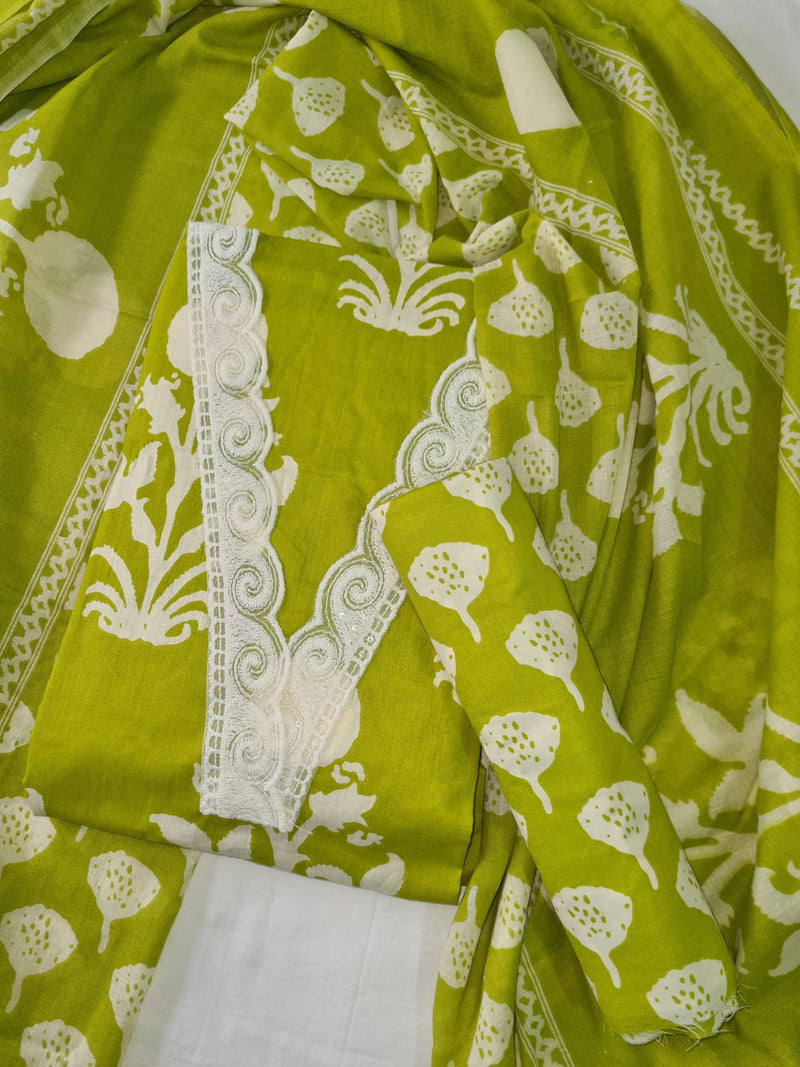 Modern Super Cotton Printed Unstiched Dress Material With Cotton Dupatta