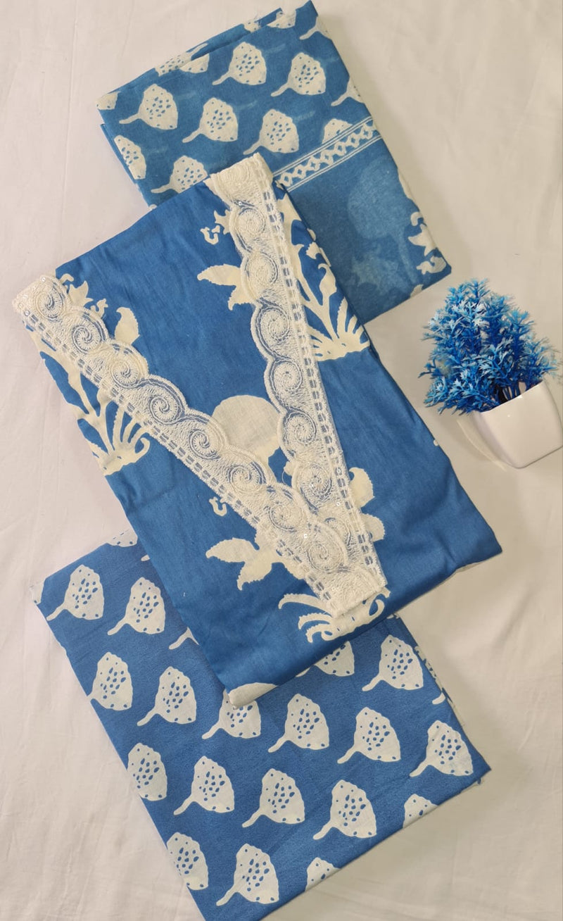 Modern Super Cotton Printed Unstiched Dress Material With Cotton Dupatta