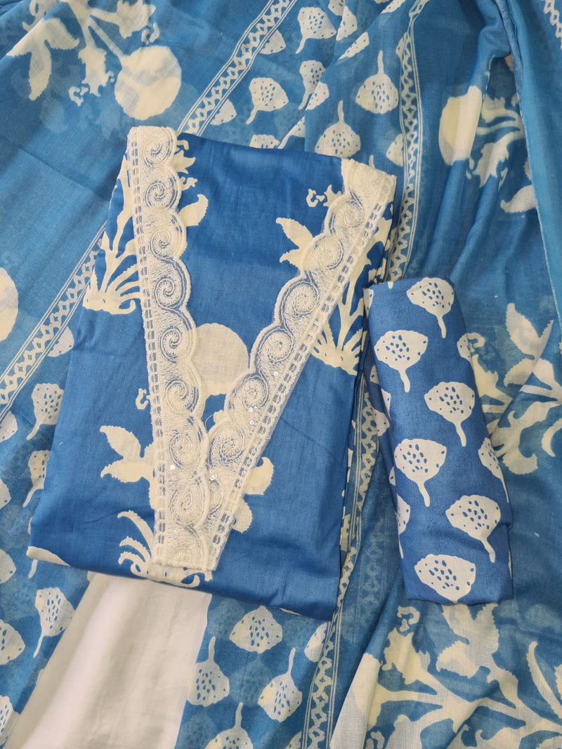 Modern Super Cotton Printed Unstiched Dress Material With Cotton Dupatta