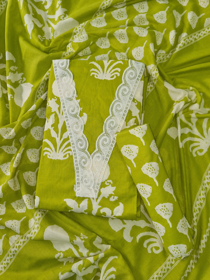 Modern Super Cotton Printed Unstiched Dress Material With Cotton Dupatta