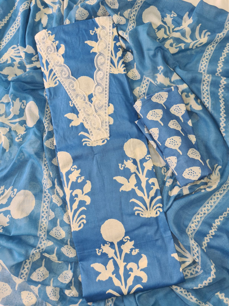 Modern Super Cotton Printed Unstiched Dress Material With Cotton Dupatta