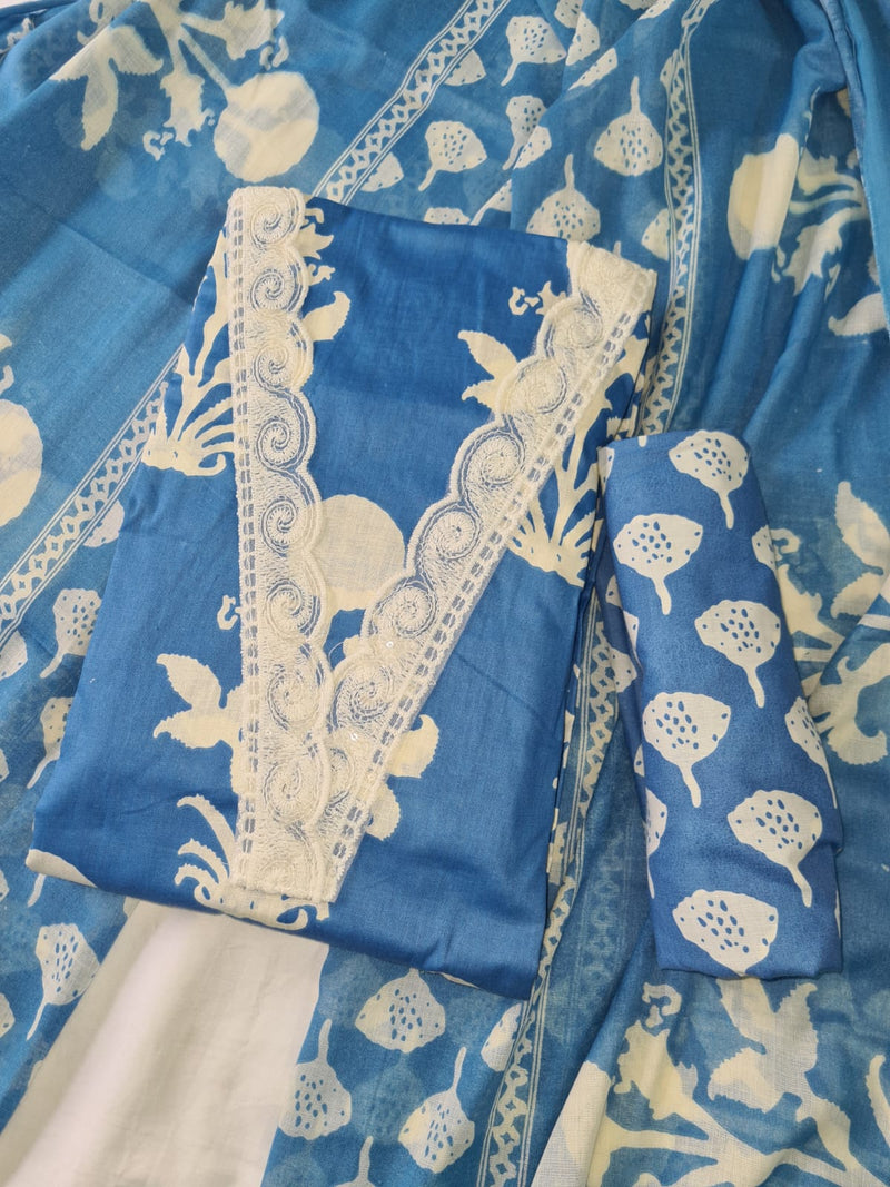 Modern Super Cotton Printed Unstiched Dress Material With Cotton Dupatta