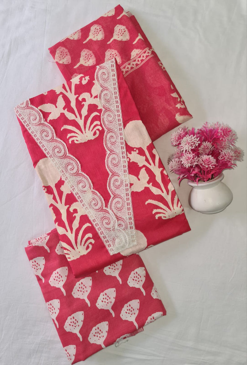 Modern Super Cotton Printed Unstiched Dress Material With Cotton Dupatta
