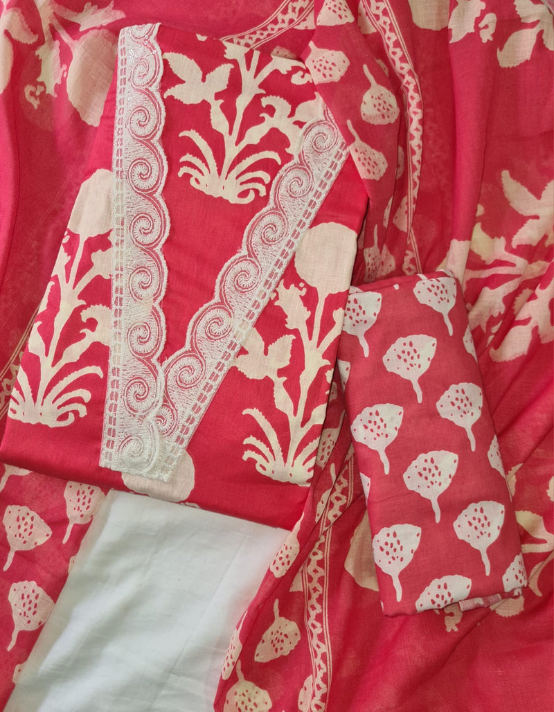 Modern Super Cotton Printed Unstiched Dress Material With Cotton Dupatta