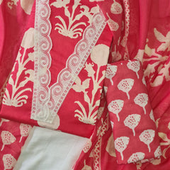 Modern Super Cotton Printed Unstiched Dress Material With Cotton Dupatta