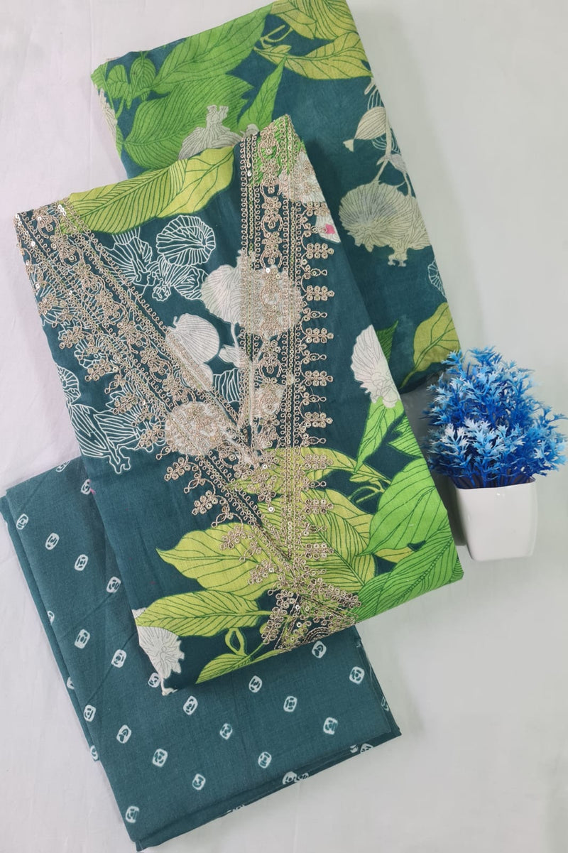 Modern Super Cotton Printed Unstiched Dress Material With Cotton Dupatta