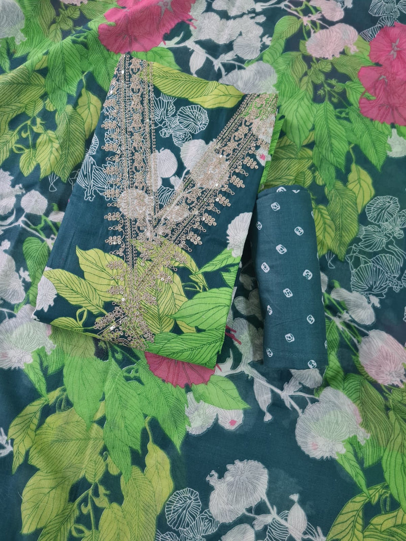 Modern Super Cotton Printed Unstiched Dress Material With Cotton Dupatta