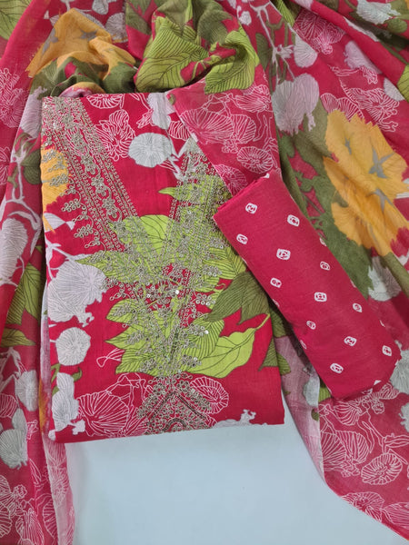 Modern Super Cotton Printed Unstiched Dress Material With Cotton Dupatta