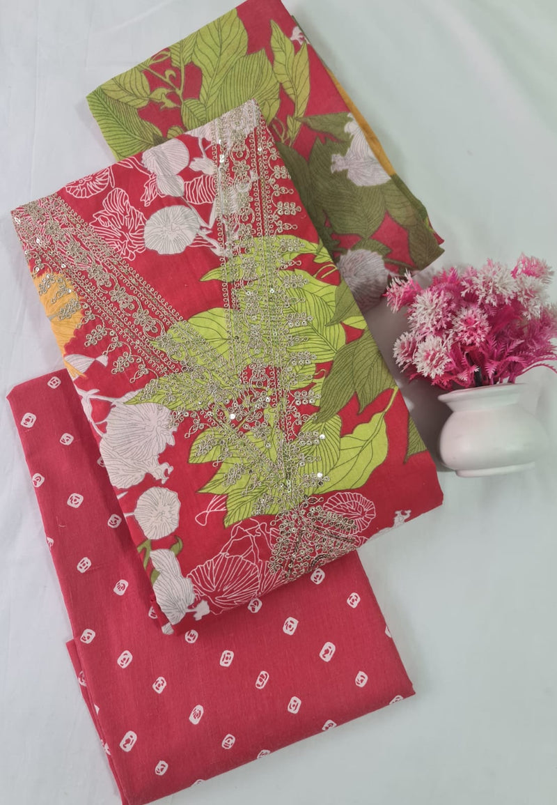Modern Super Cotton Printed Unstiched Dress Material With Cotton Dupatta