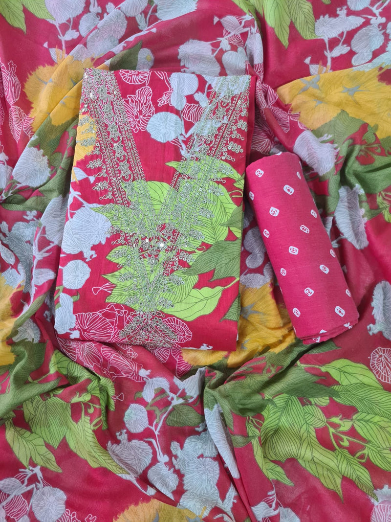 Modern Super Cotton Printed Unstiched Dress Material With Cotton Dupatta