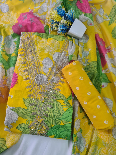 Modern Super Cotton Printed Unstiched Dress Material With Cotton Dupatta