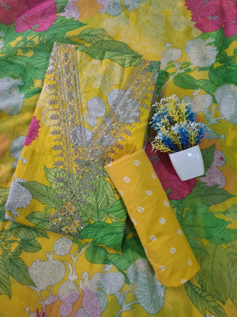 Modern Super Cotton Printed Unstiched Dress Material With Cotton Dupatta