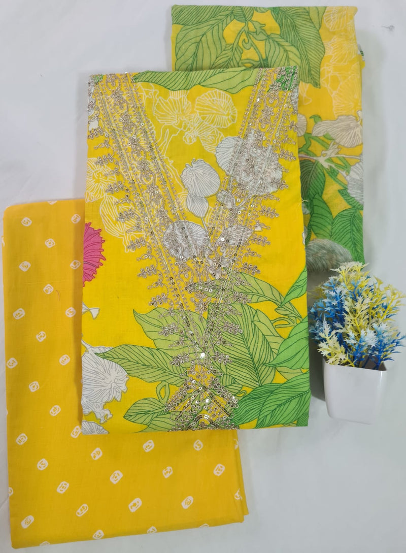 Modern Super Cotton Printed Unstiched Dress Material With Cotton Dupatta
