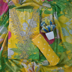 Modern Super Cotton Printed Unstiched Dress Material With Cotton Dupatta