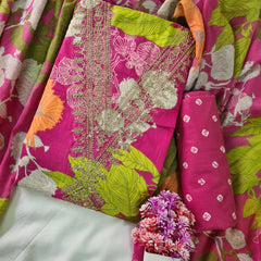 Modern Super Cotton Printed Unstiched Dress Material With Cotton Dupatta