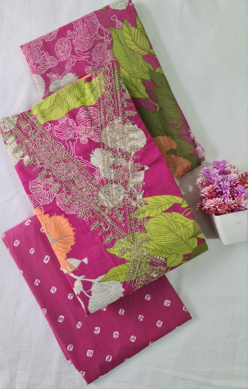 Modern Super Cotton Printed Unstiched Dress Material With Cotton Dupatta