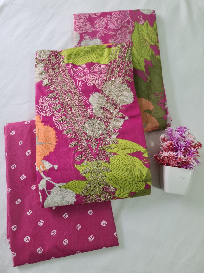 Modern Super Cotton Printed Unstiched Dress Material With Cotton Dupatta