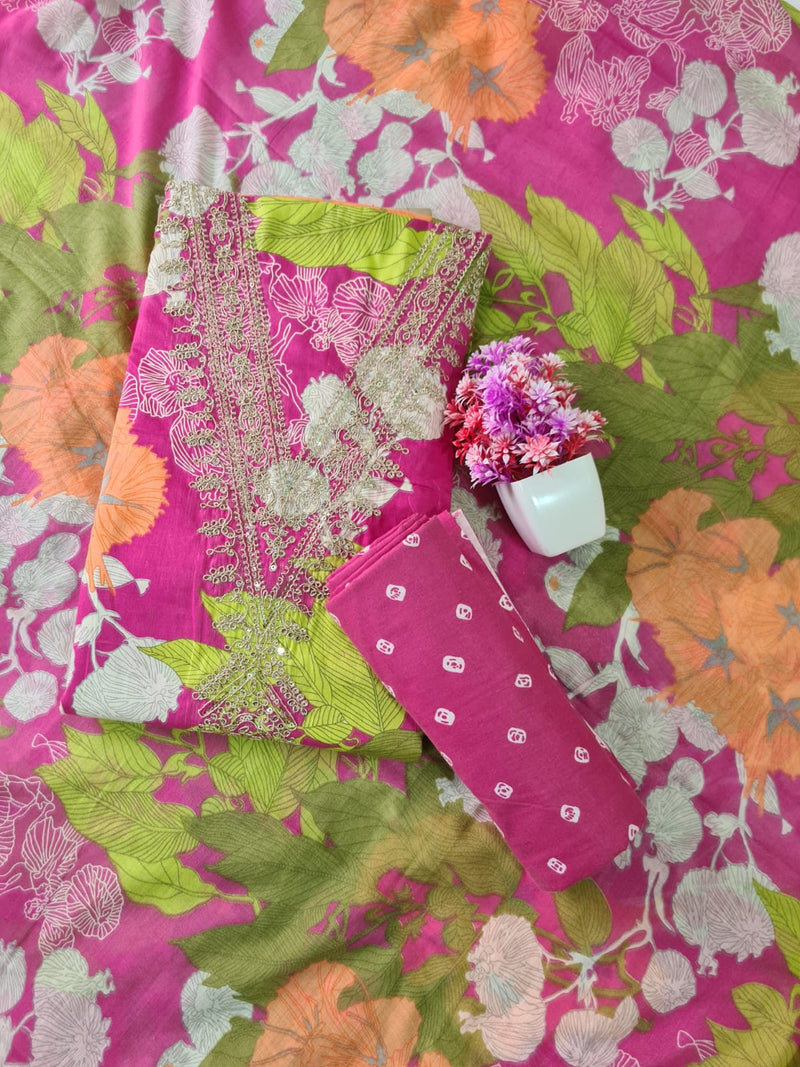 Modern Super Cotton Printed Unstiched Dress Material With Cotton Dupatta