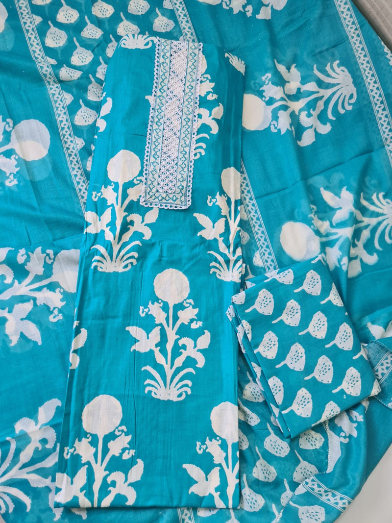 Modern Super Cotton Printed Unstiched Dress Material With Cotton Dupatta