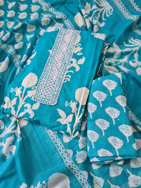 Modern Super Cotton Printed Unstiched Dress Material With Cotton Dupatta