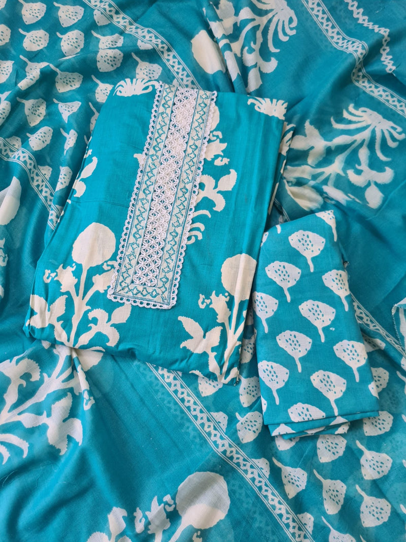 Modern Super Cotton Printed Unstiched Dress Material With Cotton Dupatta